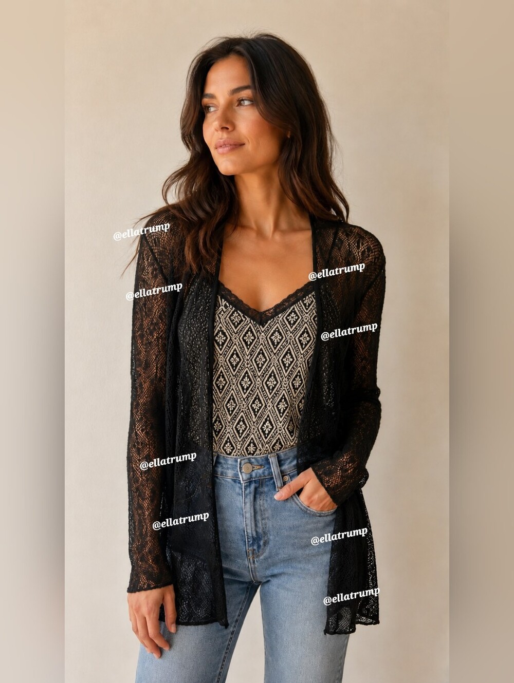 Belldini Women's Pointelle Long Sleeves Open Cardigan Sweater Large